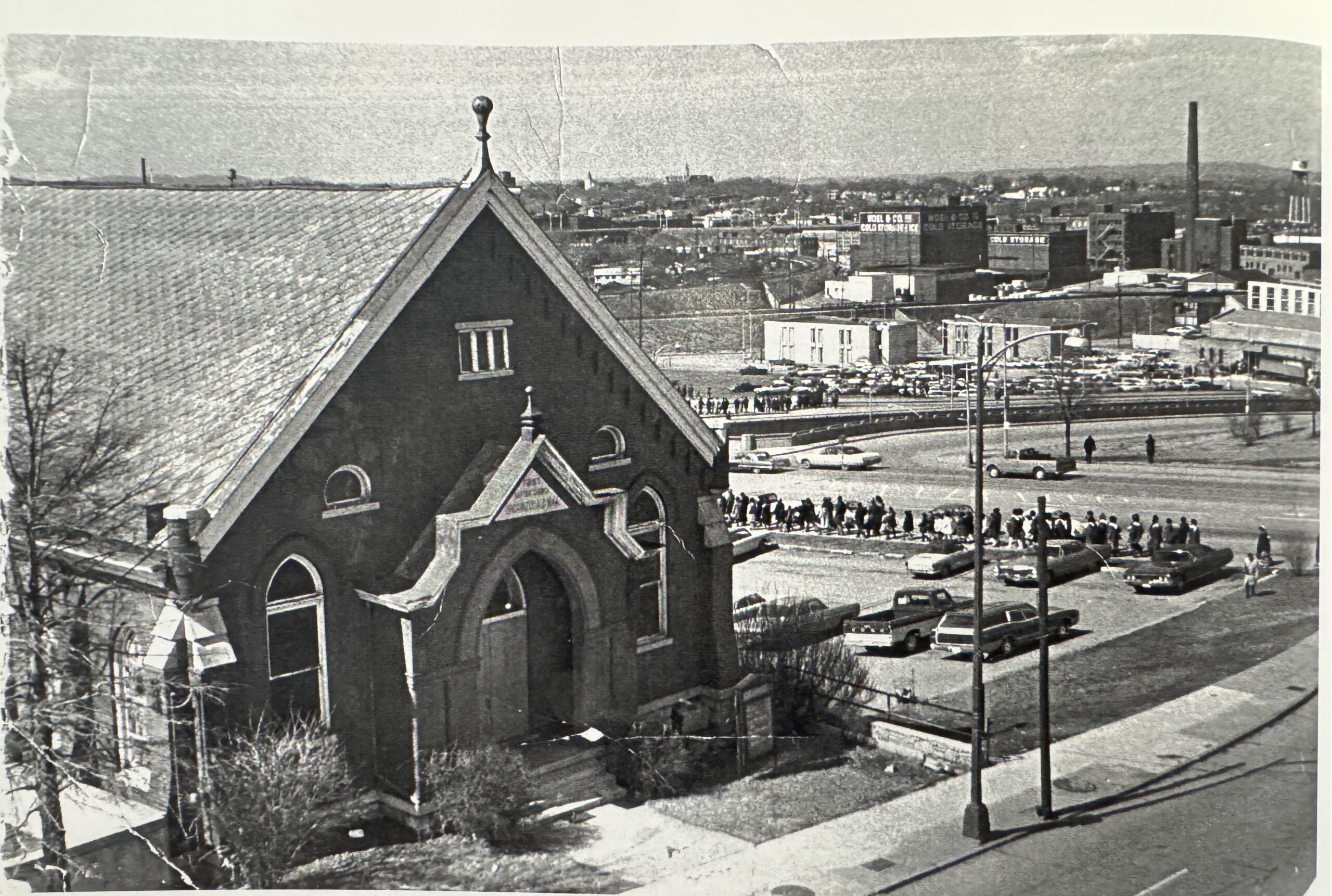 First Baptist Church Capitol Hill members and friends march from the old church on Eighth Avenue, North on March 5, 1972 to the new church located at 900 James Robertson Parkway